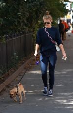 NINA AGDAL Out with Her Dog in New York 10/18/2017