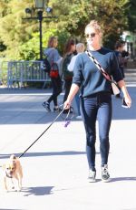 NINA AGDAL Out with Her Dog in New York 10/18/2017