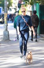 NINA AGDAL Out with Her Dog in New York 10/18/2017