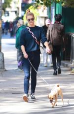 NINA AGDAL Out with Her Dog in New York 10/18/2017