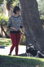 NINA DOBREV Out with Her Dog in Los Angeles 10/15/2017