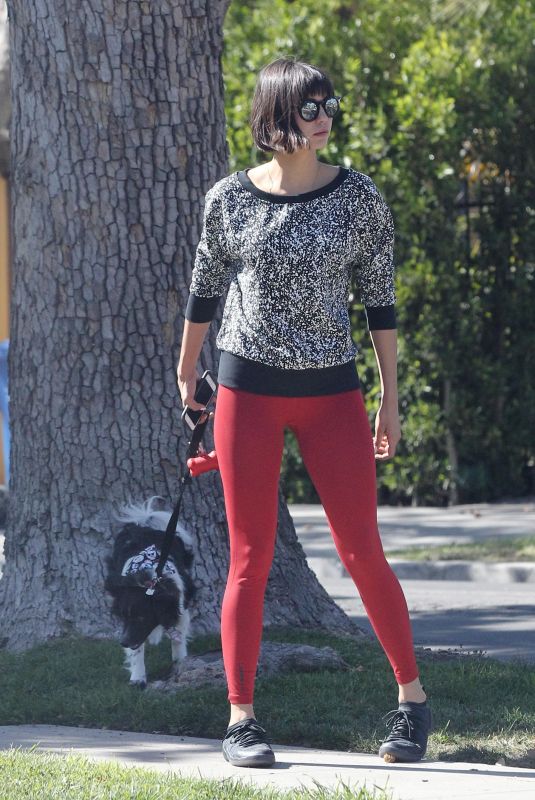 NINA DOBREV Out with Her Dog in Los Angeles 10/15/2017