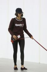 NINA DOBREV with Her Dog at Toronto Airport 10/02/2017