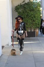 PHOEBE PRICE in Her Halloween Costume Out in Beverly Hills 10/27/2017
