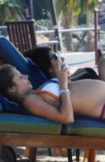 Pregnant CATHY HUMMELS in Bikini and Swimsuit at a Beach in Dubai 10/20/2017