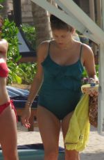Pregnant CATHY HUMMELS in Bikini and Swimsuit at a Beach in Dubai 10/20/2017