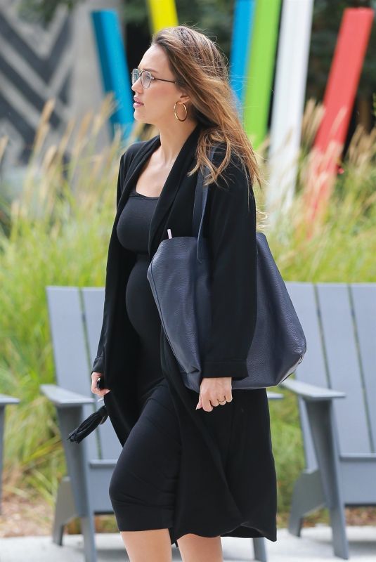 Pregnant JESSICA ALBA Heading to a Meeting in Santa Monica 10/03/2017