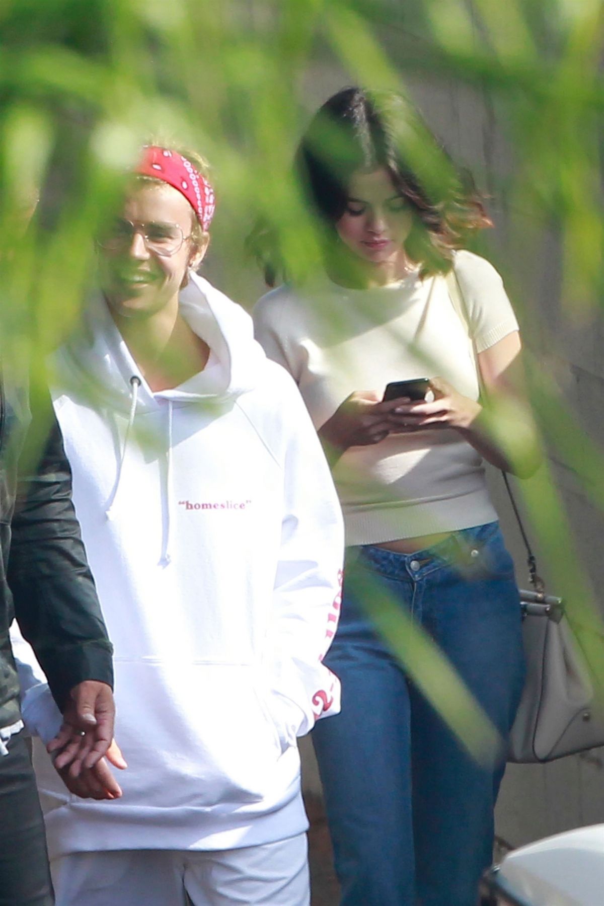 SELENA GOMEZ and Justin Bieber at a Church Services in Los