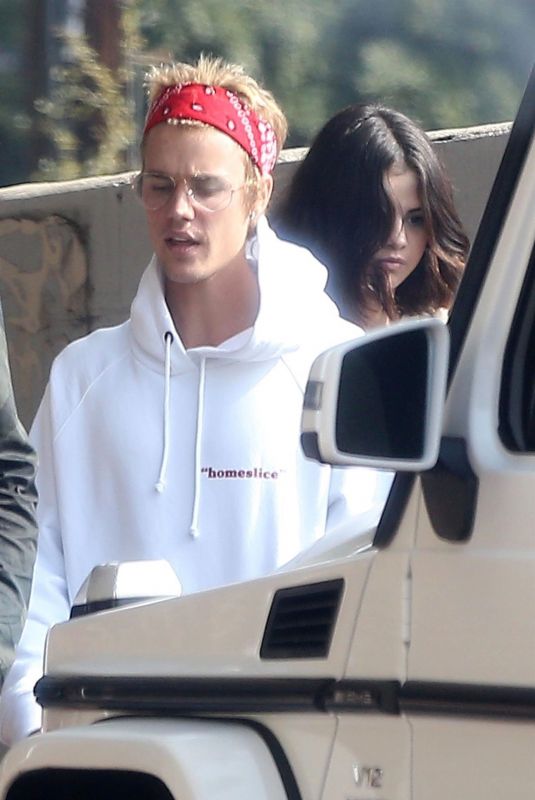 SELENA GOMEZ and Justin Bieber at a Church Services in Los Angeles 10/29/2017