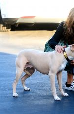 SELMA BLAIR with Her Dog at Fred Segal Parking Lot in Los Angeles 10/11/2017