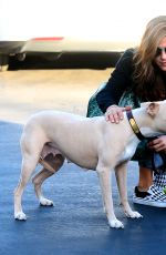 SELMA BLAIR with Her Dog at Fred Segal Parking Lot in Los Angeles 10/11/2017