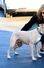 SELMA BLAIR with Her Dog at Fred Segal Parking Lot in Los Angeles 10/11/2017