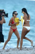 SHANINA SHAIK, CAROLINE LOWE, OLIVIA CULPO and DANIELA BRAGA in Bikinia on the Beach in Niami 10/19/2017