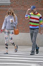 SIENNA MILLER and Tom Sturridge Walk Their Dog in New York 10/13/2017