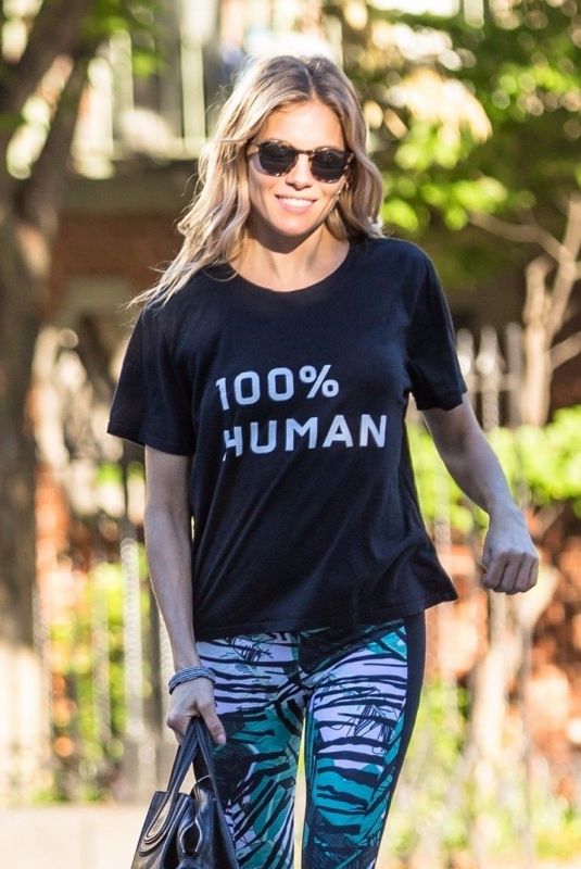 SIENNA MILLER in Tights Out in New York 10/11/2017