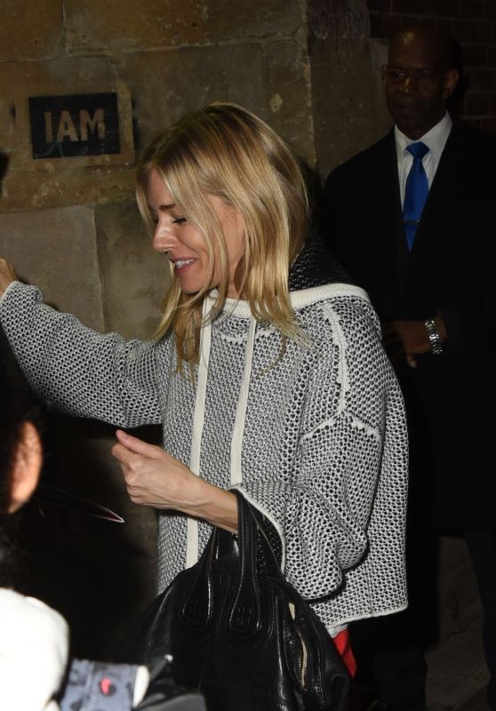 SIENNA MILLER Leaves Apollo Theatre After Her Performance in London 09/29/2017