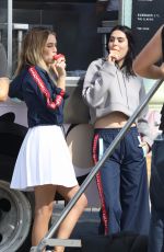 SISTINE and SCARLET STALLONE and AMELIA and DELILAH HAMLIN on the Set of a Photoshoot for a Japanese Luxury Fashion House in Santa Monica 10/15/2017