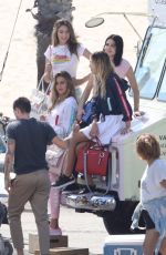 SISTINE and SCARLET STALLONE and AMELIA and DELILAH HAMLIN on the Set of a Photoshoot for a Japanese Luxury Fashion House in Santa Monica 10/15/2017
