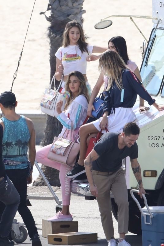 SISTINE and SCARLET STALLONE and AMELIA and DELILAH HAMLIN on the Set of a Photoshoot for a Japanese Luxury Fashion House in Santa Monica 10/15/2017