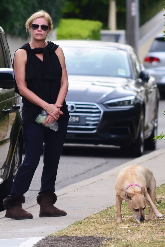 SONIA KRUGER Out with Her Dog in Mosman 10/08/2017