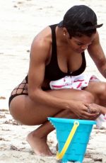 TEYANA TAYLOR in Bikini on the Beach in Miami 10/06/2017