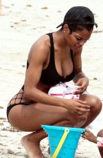 TEYANA TAYLOR in Bikini on the Beach in Miami 10/06/2017