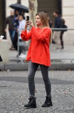 THYLANE BLONDEAU Out at Paris Fashion Week 10/01/2017
