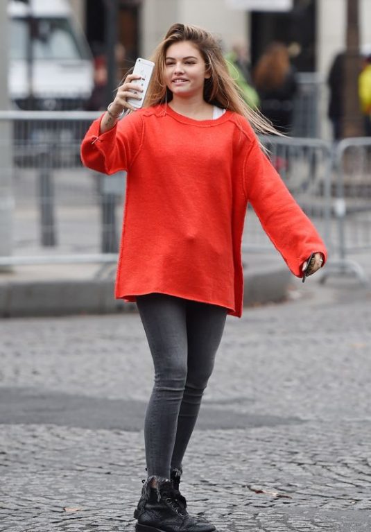 THYLANE BLONDEAU Out at Paris Fashion Week 10/01/2017