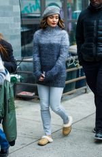 VANESSA HUDGENS on the Set of Second Act in Brooklyn 10/26/2017