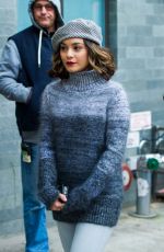 VANESSA HUDGENS on the Set of Second Act in Brooklyn 10/26/2017