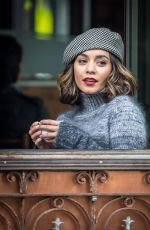 VANESSA HUDGENS on the Set of Second Act in Brooklyn 10/26/2017