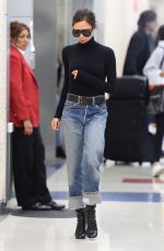 VICTORIA BECKHAM in Jeans at JFK Airport in New York 10/11/2017