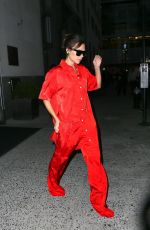 VICTORIA BECKHAM in Red Jumpsuit Out in New York 10/12/2017
