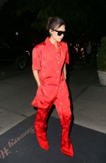 VICTORIA BECKHAM in Red Jumpsuit Out in New York 10/12/2017