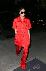VICTORIA BECKHAM in Red Jumpsuit Out in New York 10/12/2017