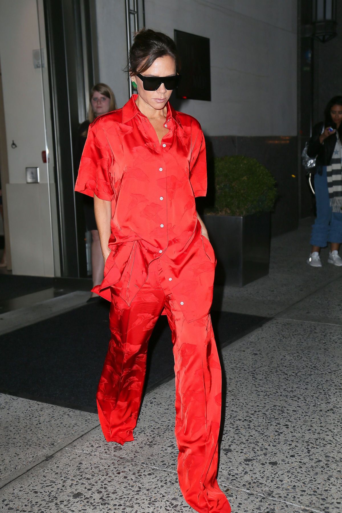 VICTORIA BECKHAM in Red Jumpsuit Out in New York 10/12/2017 – HawtCelebs
