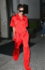 VICTORIA BECKHAM in Red Jumpsuit Out in New York 10/12/2017