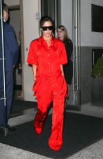 VICTORIA BECKHAM in Red Jumpsuit Out in New York 10/12/2017