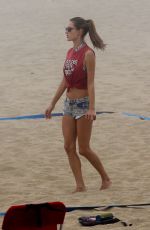 ALESSANDRA AMBROSIO Playing Volleyball on the Beach in Santa Monica 11/25/2017