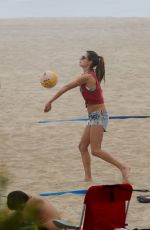 ALESSANDRA AMBROSIO Playing Volleyball on the Beach in Santa Monica 11/25/2017
