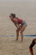 ALESSANDRA AMBROSIO Playing Volleyball on the Beach in Santa Monica 11/25/2017