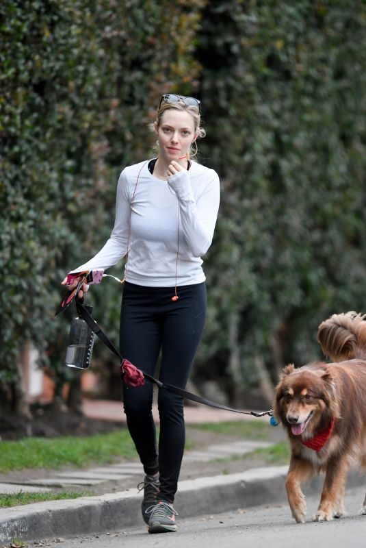 AMANDA SEYFRIED with Her Dog Finn Hikking at Runyon Canyon in Los Angeles 11/28/2017