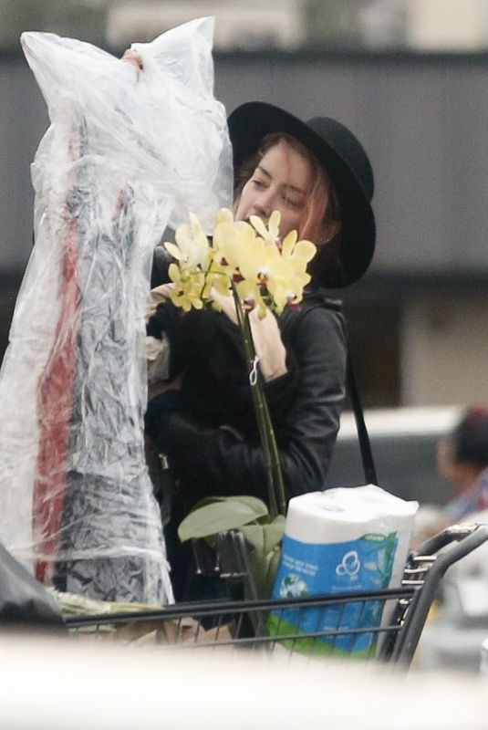 AMBER HEARD Shopping at Farmer