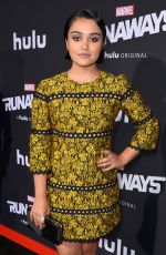 ARIELA BARER at Runaways Premiere in Los Angeles 11/16/2017