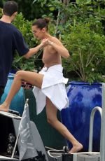 BELLA HADID and HAILEY BALDWIN at a Boat Ride in Miami 11/27/2017