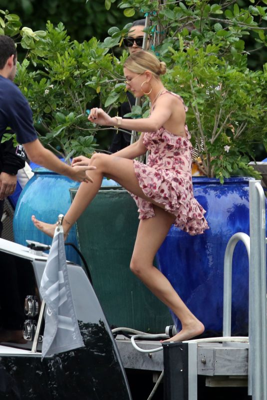 BELLA HADID and HAILEY BALDWIN at a Boat Ride in Miami 11/27/2017