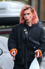 BILLIE PIPER Shows New Pink Hair Out in London 11/15/2017