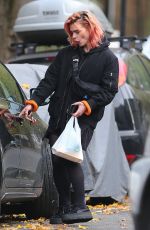 BILLIE PIPER Shows New Pink Hair Out in London 11/15/2017