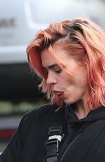 BILLIE PIPER Shows New Pink Hair Out in London 11/15/2017