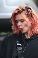 BILLIE PIPER Shows New Pink Hair Out in London 11/15/2017